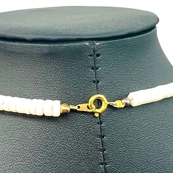 Handcrafted Faux  Pearl & Shell Necklace With Lavender Accents.  A23 - Picture 7 of 9